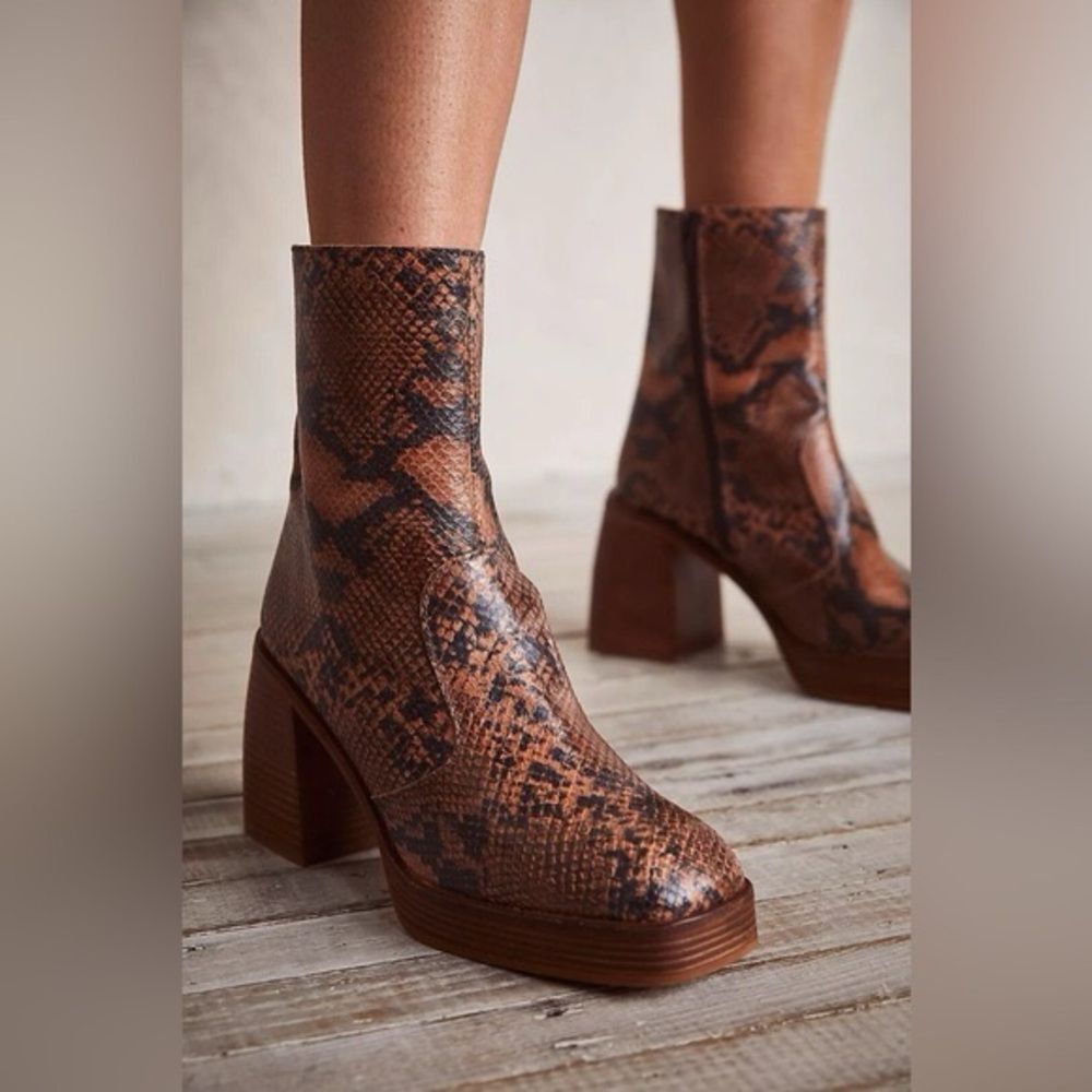 Free People Leather Ruby Shine Platform Boots NEW